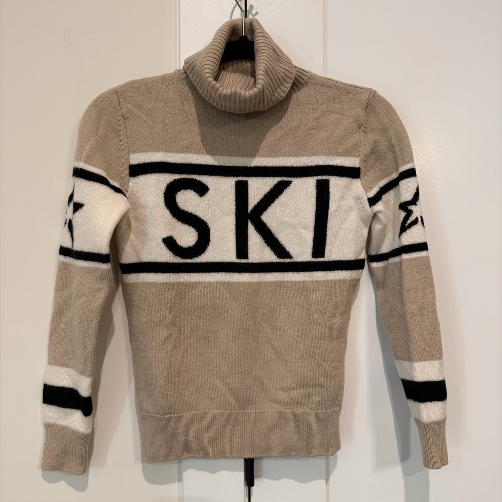 Perfect Moment Women's Schild Intarsia Merino Wool Turtleneck Sweater Beige‎ Ski - Picture 3 of 16